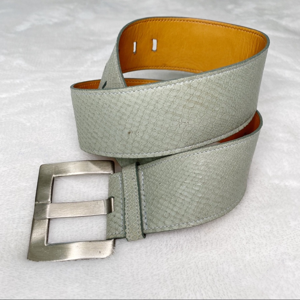 TRAFALGAR Gray snake printed Leather Belt. Size S